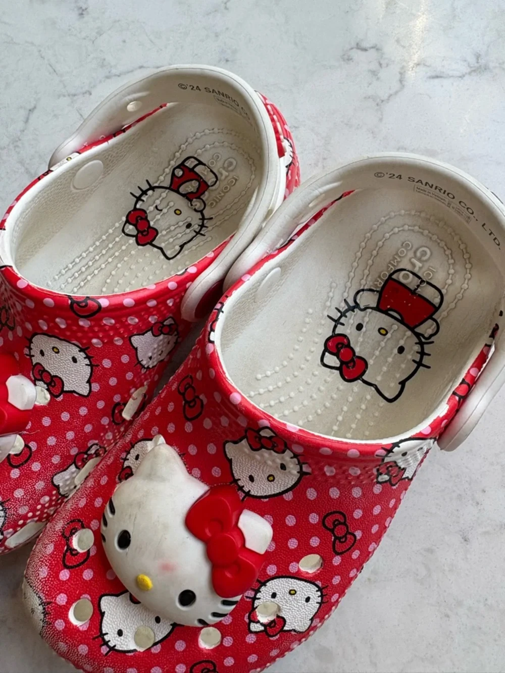 CROCS Kids Hello Kitty Red and White Clog Sandals